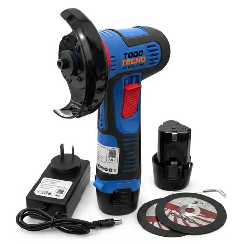 Mini amoladora inalámbrica 12 V para discos de 76 mm con 2 baterías y maletín