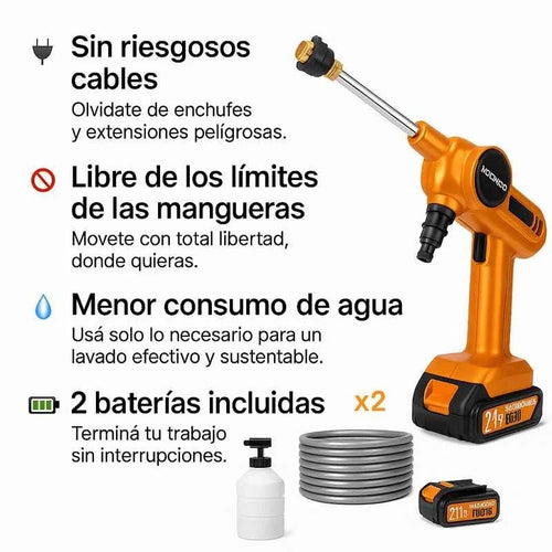 Hidrolavadora Portátil Inalámbrica 2 Baterías – Limpieza a Presión sin Cable